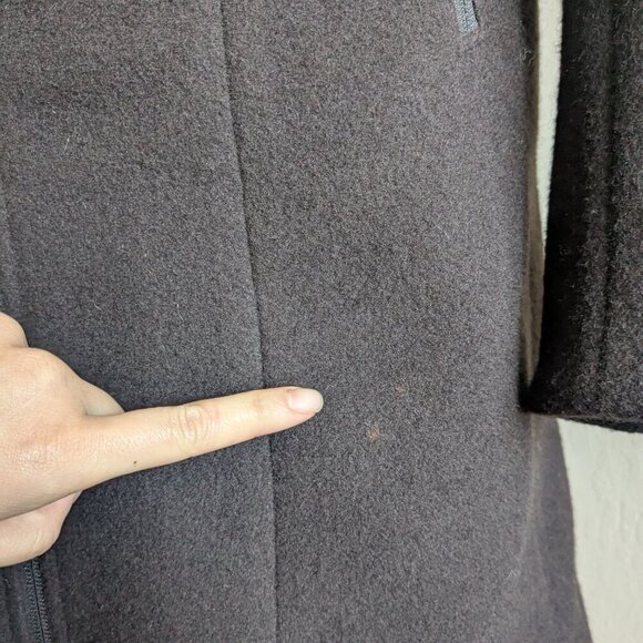 Ibex Wool Coat Peacoat Jacket Silk Long Brown Full Zip Small - Picture 13 of 13